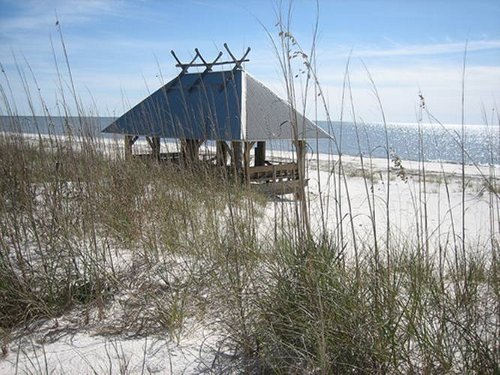 Cabana on the beach at Alligator Point, Florida.