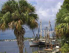 Shrimp boats at rest near Carrabelle, Florida