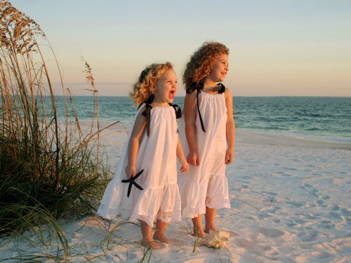 Children enjoying a Mexico Beach Sunset