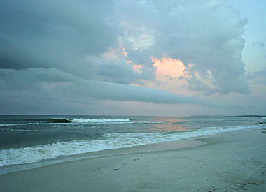 Evening waves and clouds at Mexico Beach, Florida